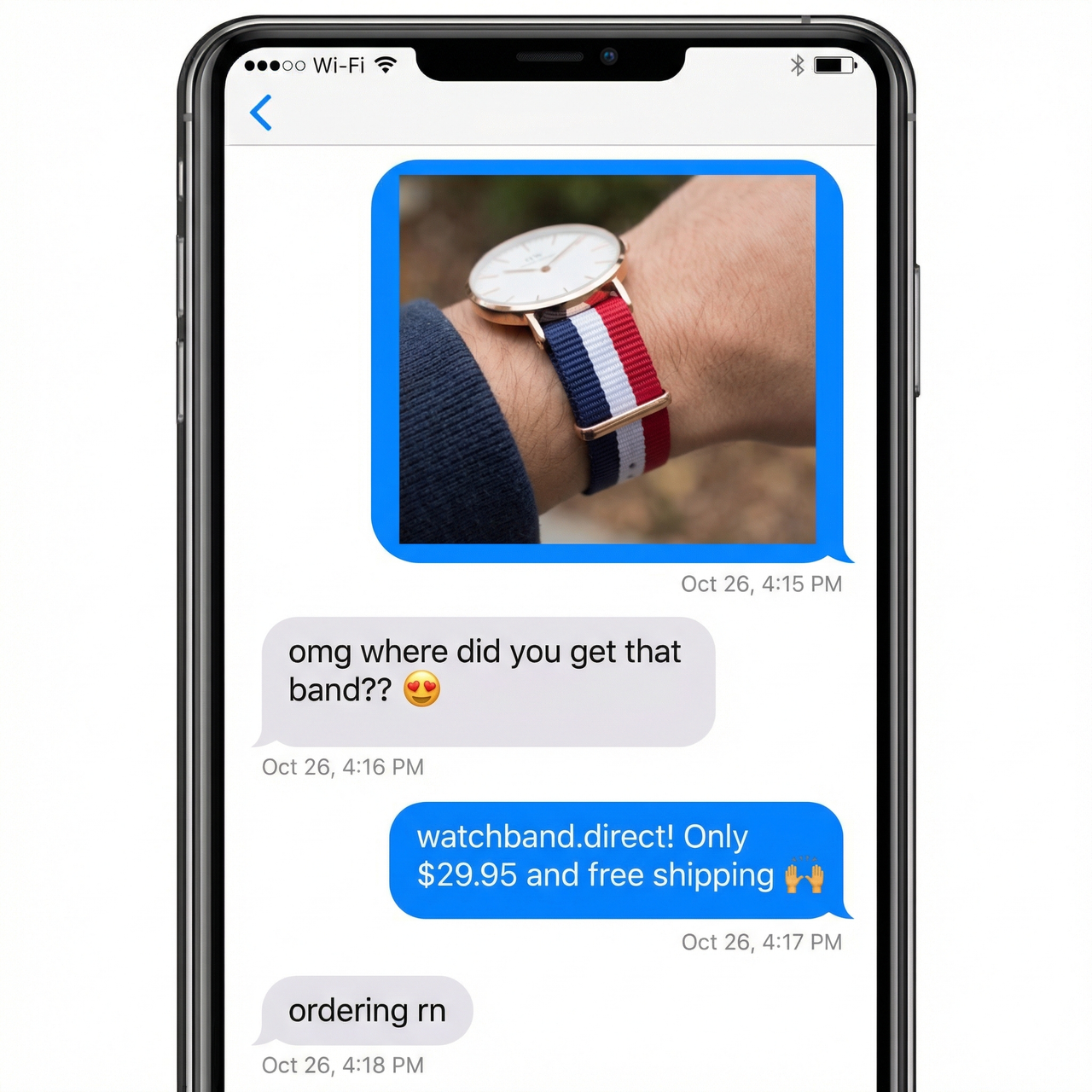Canvas Ring Rose Gold Nylon Strap - Imessage Chat