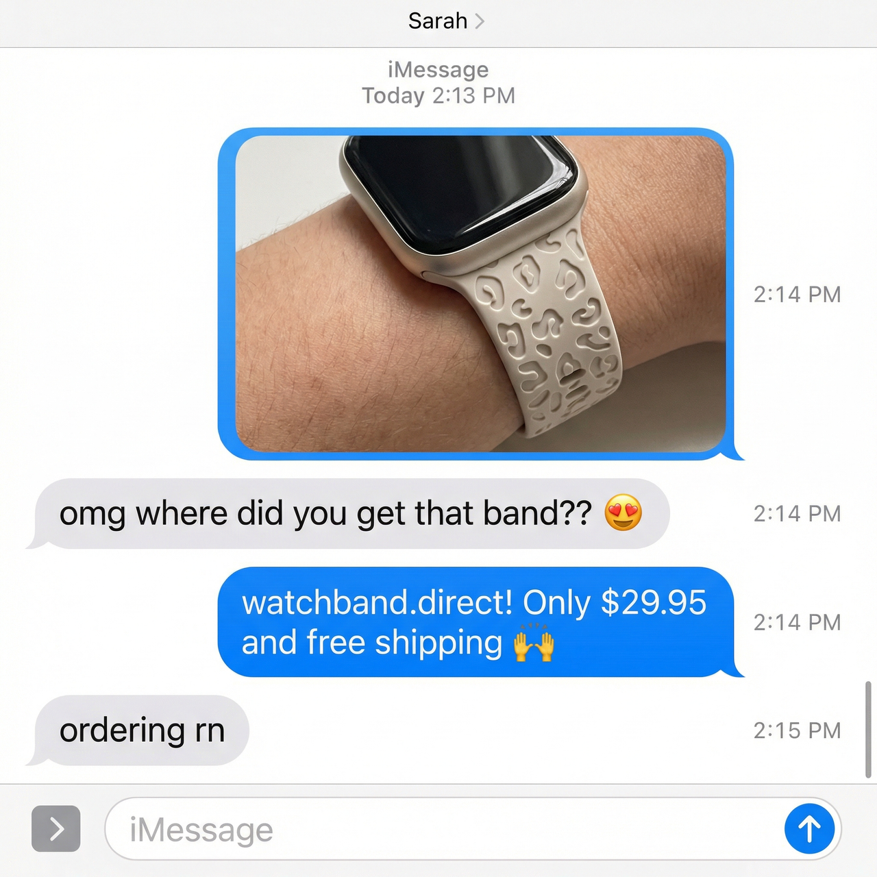 Engraved Leopard Silicone Strap for Apple Watch - Imessage Chat