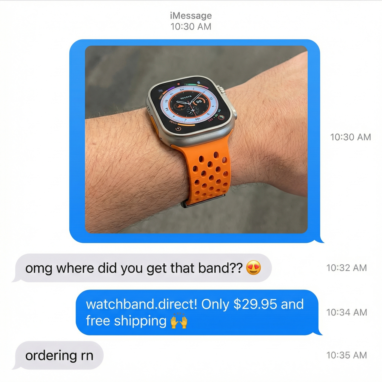 Magnetic Buckle Perforated Silicone Bracelet for Apple Watch - Imessage Chat