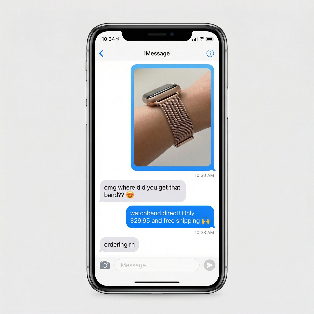 Slim Milanese Loop Strap for Apple Watch - Imessage Chat