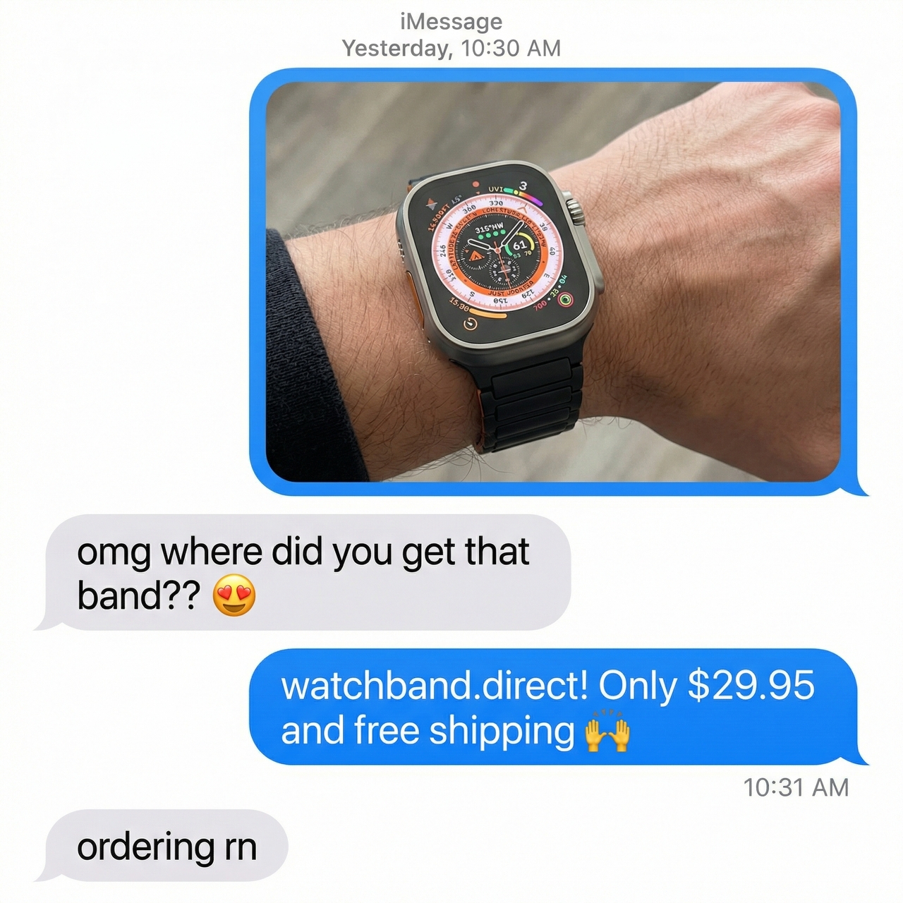 Magnetic Sports Band for Apple Watch - Imessage Chat