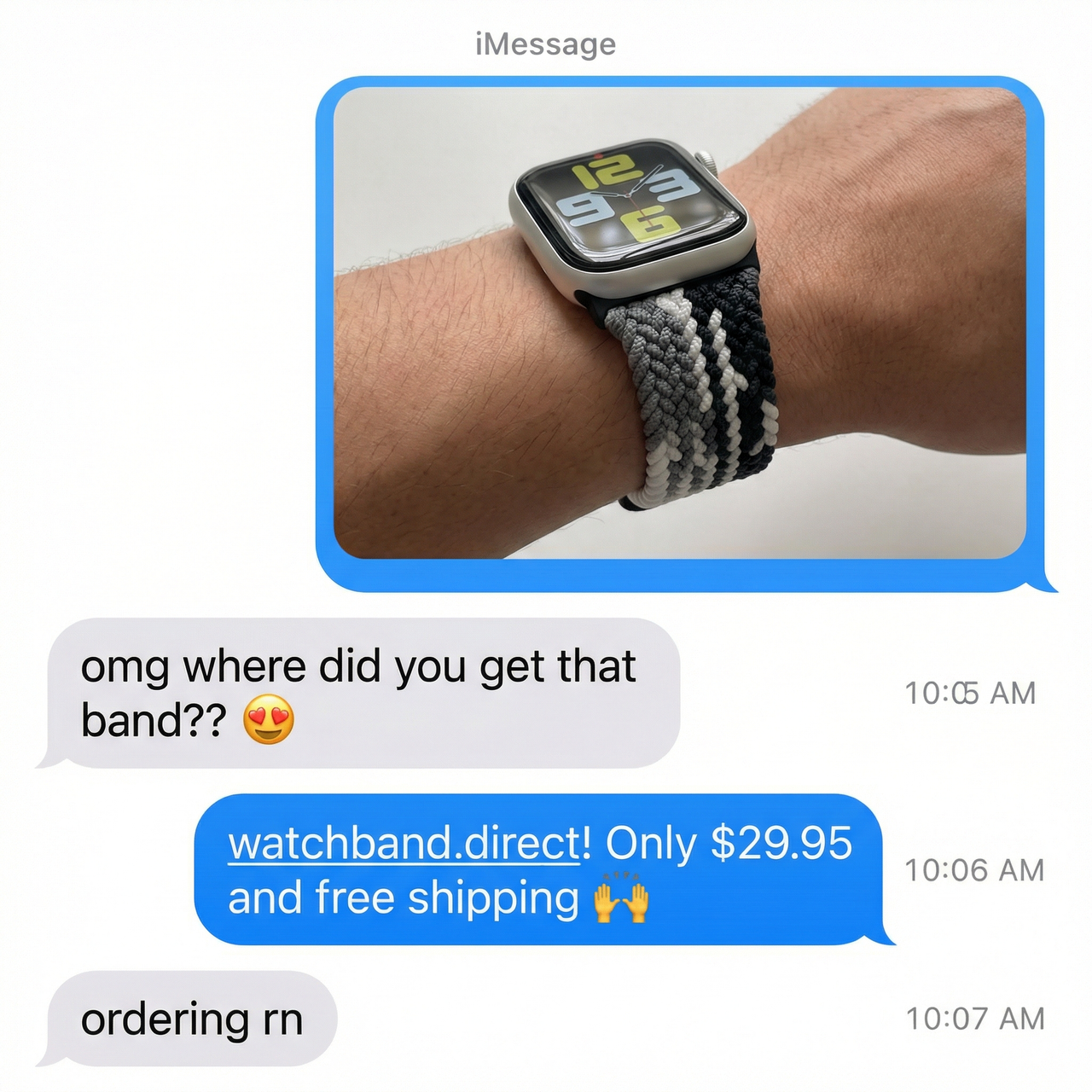 Braided Adjustable Solo Loop for Apple Watch - Imessage Chat