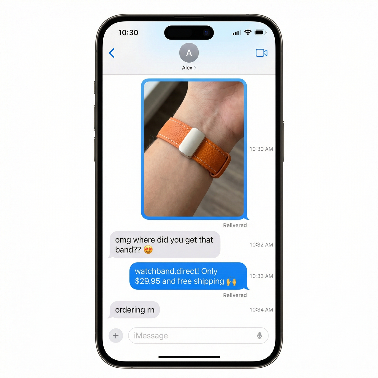 Leather Magnetic Buckle Strap for Apple Watch - Imessage Chat