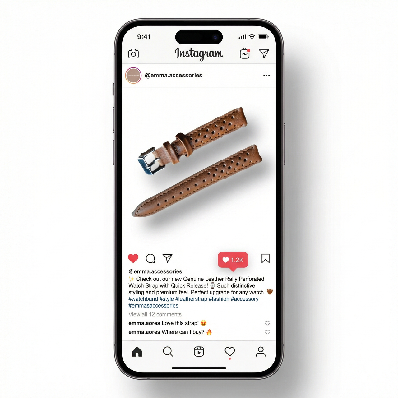 Genuine Leather Rally Perforated Watch Strap with Quick Release - Instagram Post