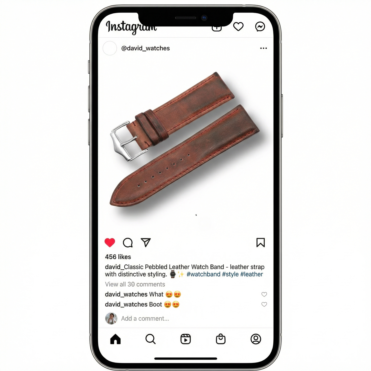 Classic Pebbled Leather Watch Band - Instagram Post