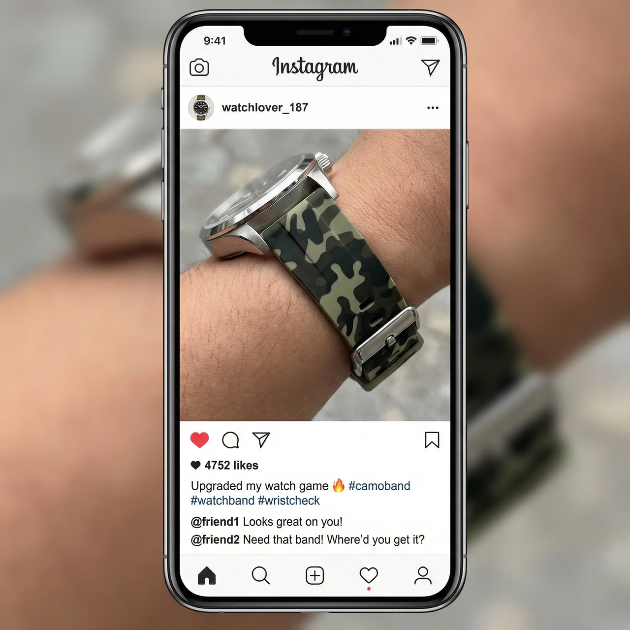 Camo Silicone Watchband with Quick Release Pin - Instagram Post