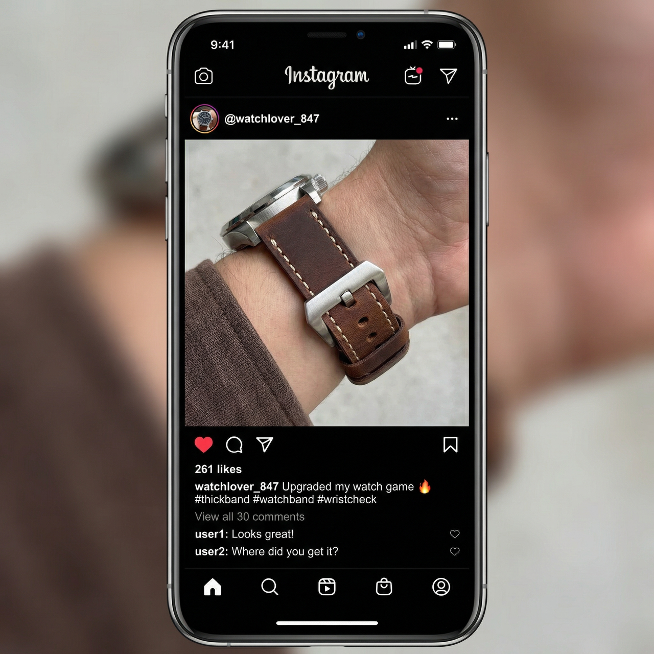 Thick Genuine Leather Crazy Horse Strap with Quick Release - Instagram Post