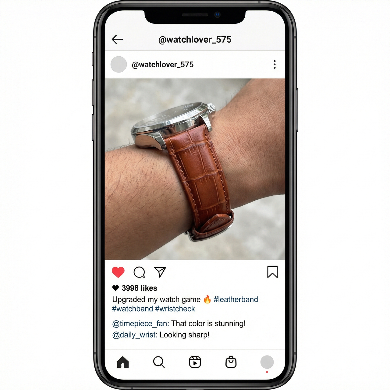 Leather Watch Band with Butterfly Deploymant Buckle - Instagram Post