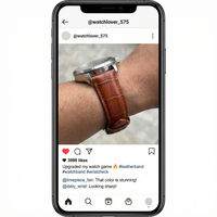 Thumbnail for Leather Watch Band with Butterfly Deploymant Buckle - Instagram Post