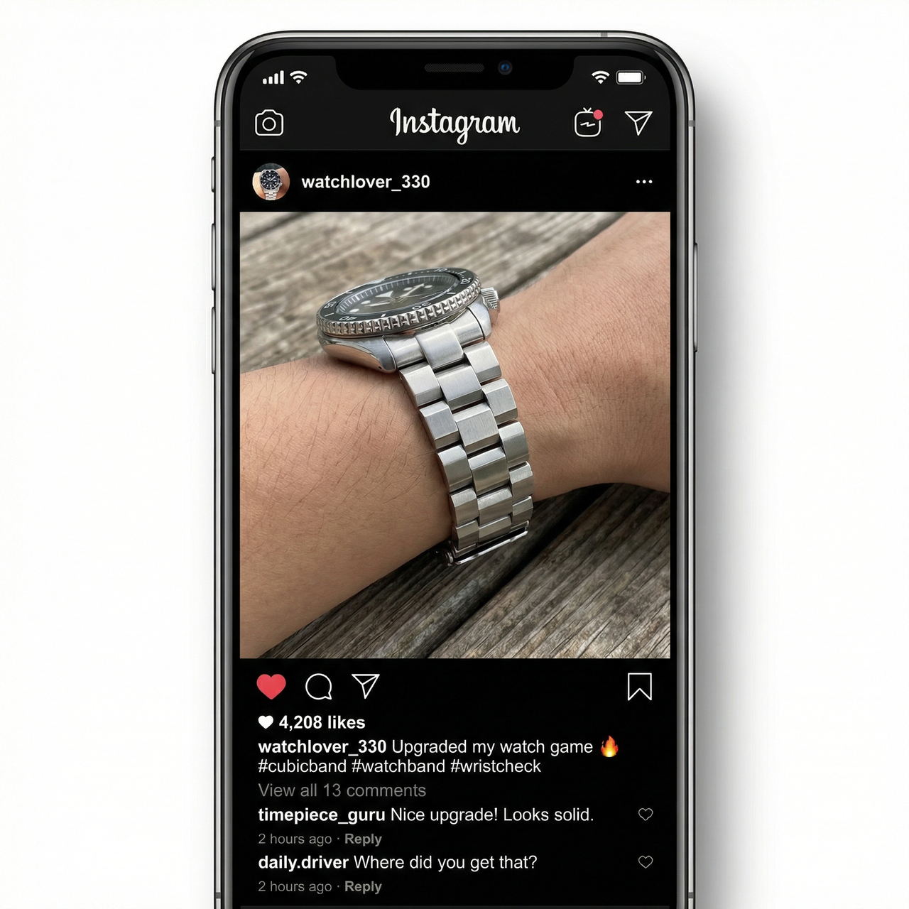 Cubic Link Solid Stainless Steel Strap - Instagram Post