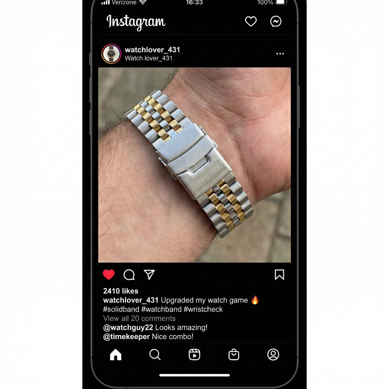 Solid Stainless Steel Strap with Folding Buckle - Instagram Post