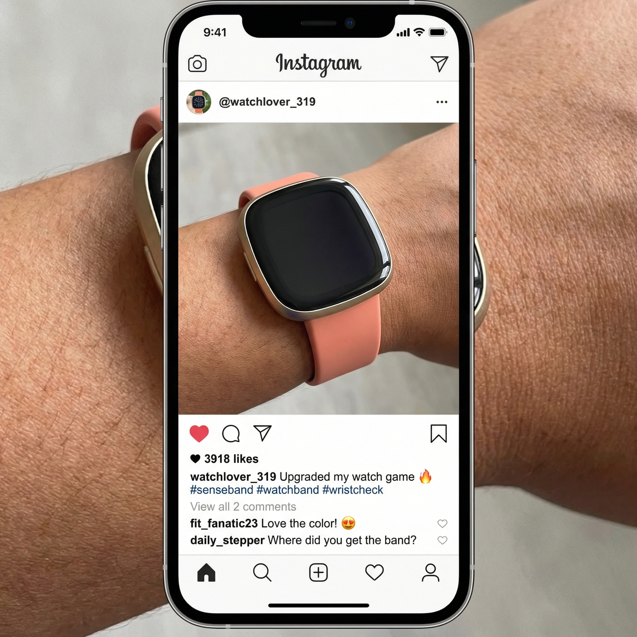 Sense Soft Silicone Band for Fitbit Versa 3 - Instagram Post