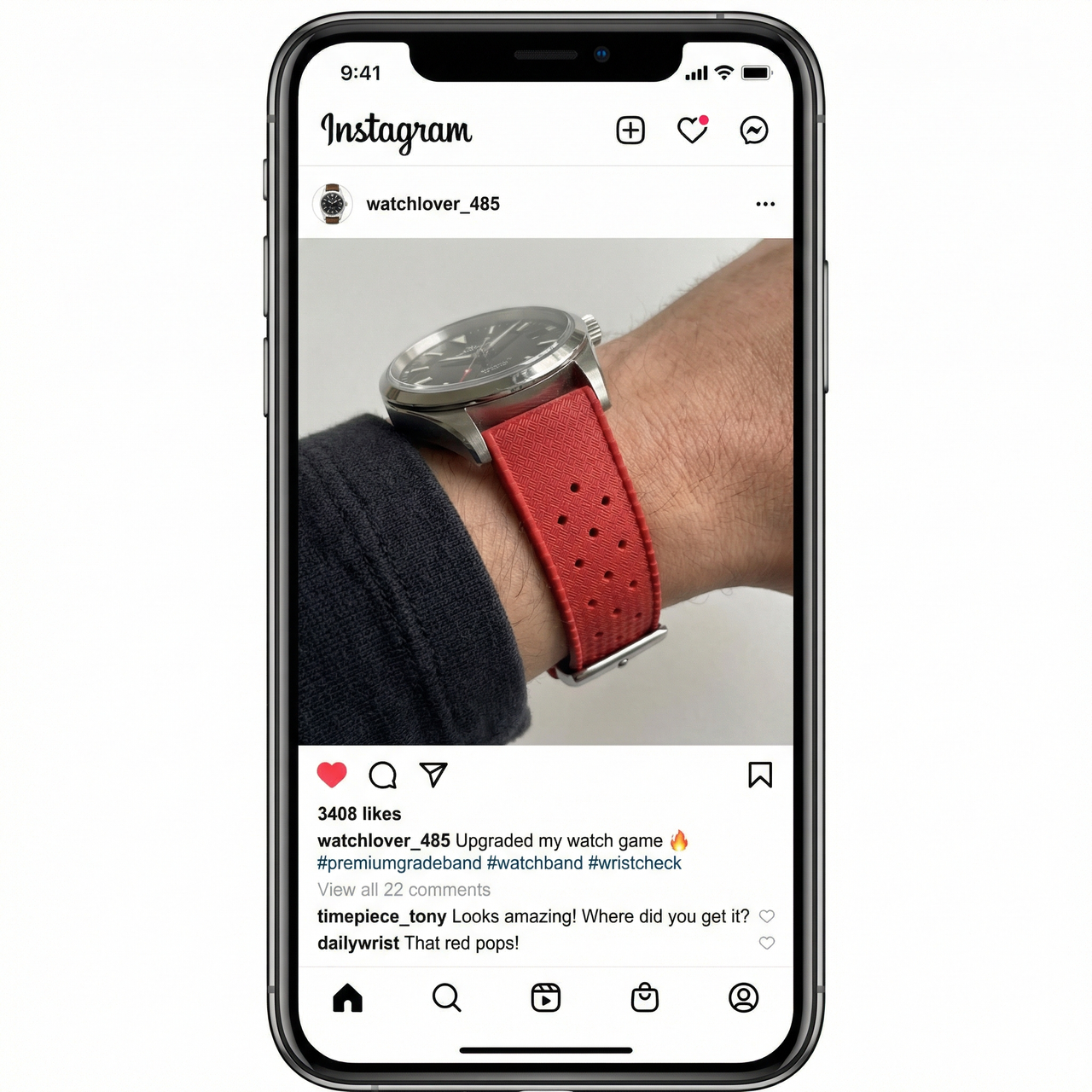 Premium-Grade Tropical Style Rubber Watch Strap with Quick-Release - Instagram Post
