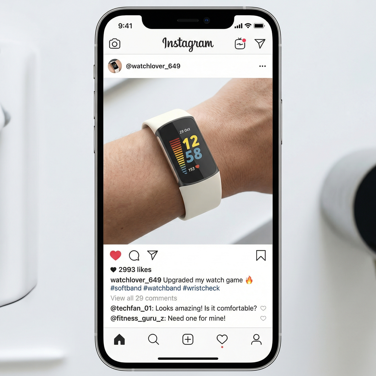 Soft Silicone Replacement Band for Fitbit Charge 5 / 6 - Instagram Post