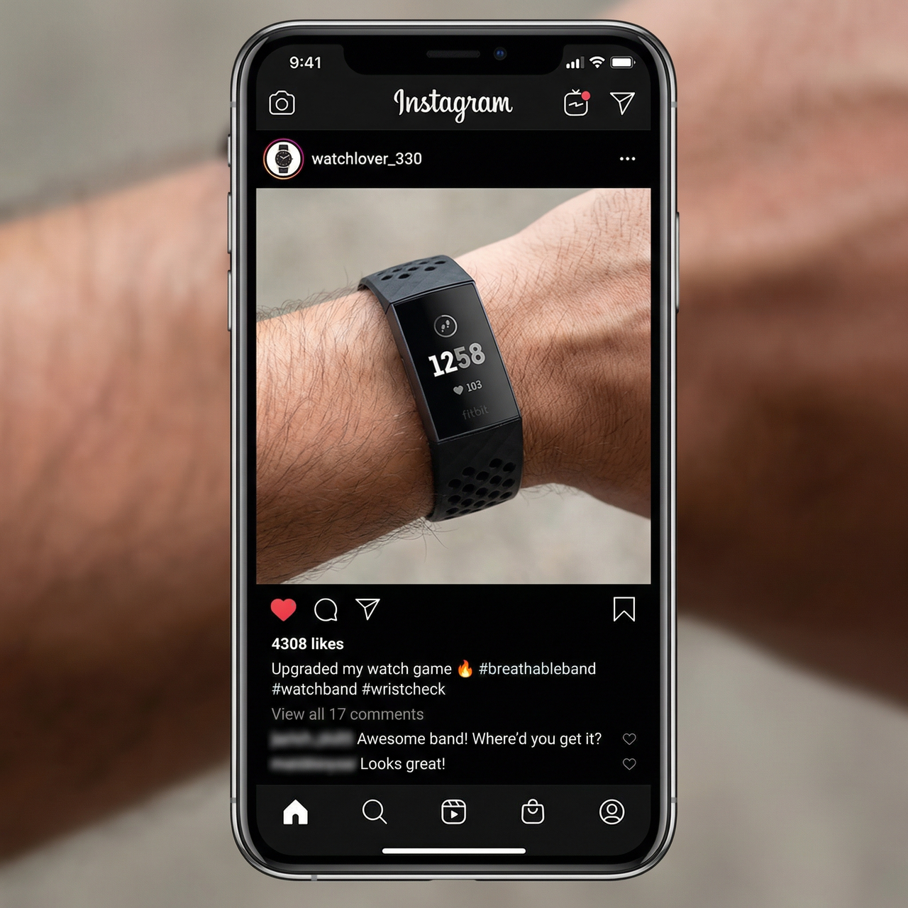Breathable Silicone Sport Strap for Fitbit Charge 3 / 4 - Instagram Post