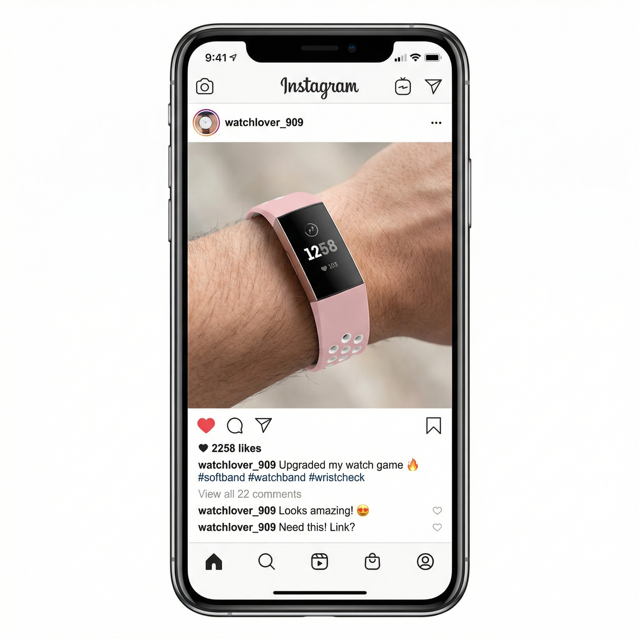 Soft Silicone Sports Band for Fitbit Charge 3 / 4 - Instagram Post