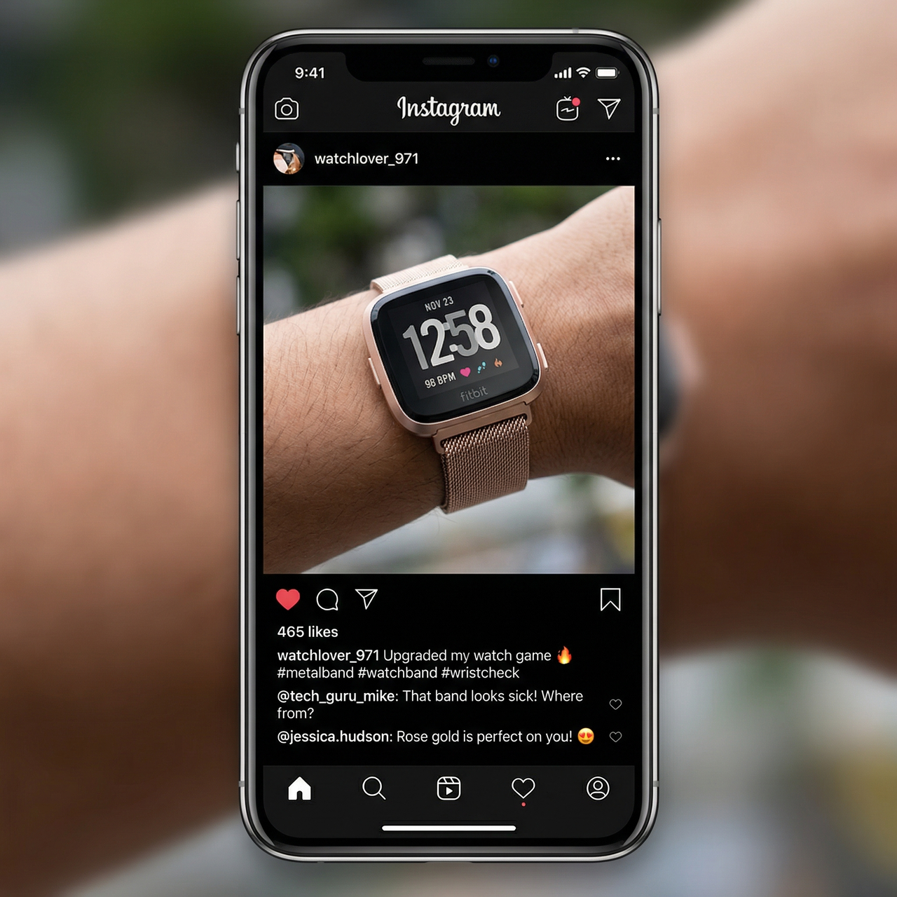 Metal Replacement Strap for Fitbit Versa / Versa 2 / Versa Lite - Instagram Post