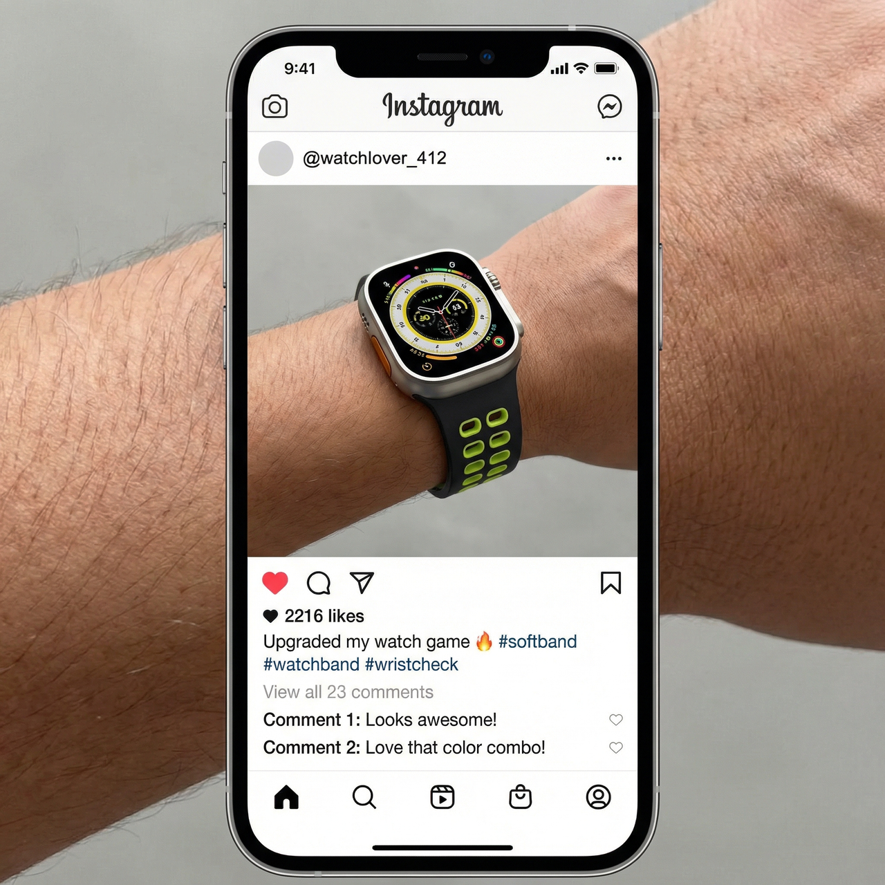 Soft Silicone Strap for Apple Watch series - Instagram Post