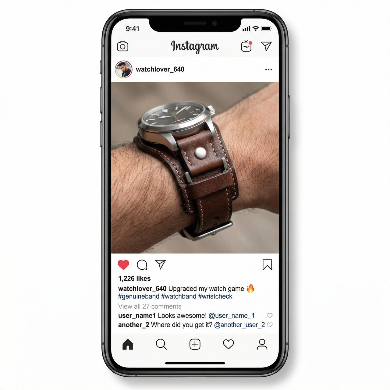Genuine Leather Cuff Bund Strap - Instagram Post