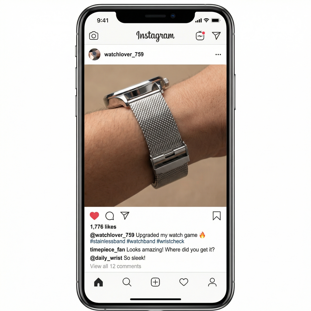 Stainless Steel Meshed Loop Strap - Instagram Post