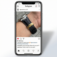 Thumbnail for Genuine Leather Notched Butterfly Buckle Watchband - Instagram Post