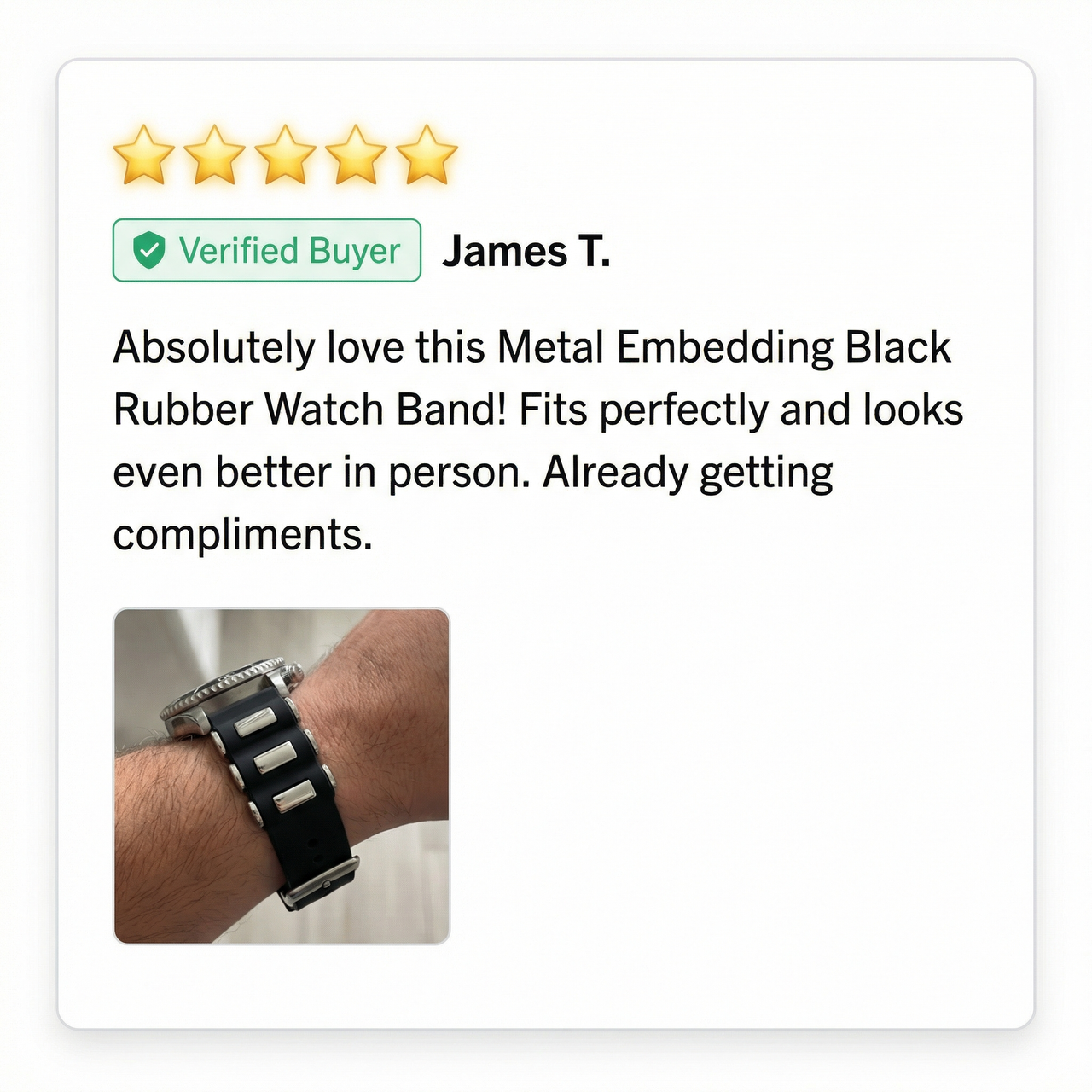 Metal Embedding Black Rubber Watch Band - Review Screenshot