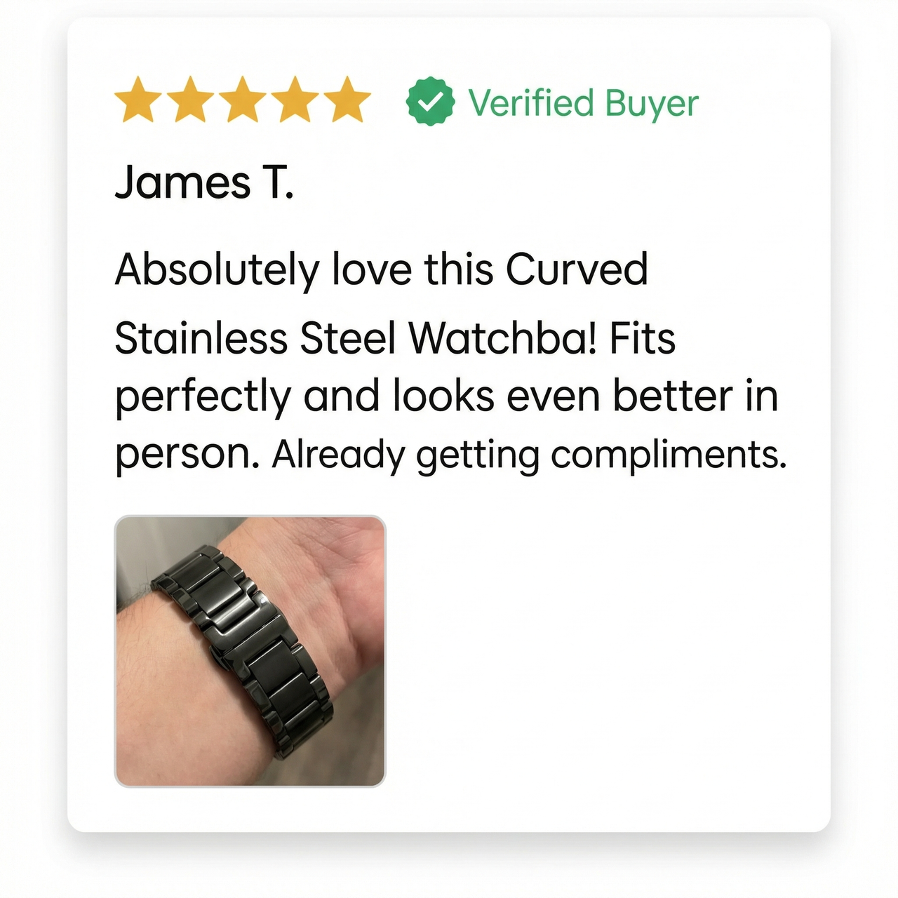 Curved Stainless Steel Watchband with Butterfly Buckle - Review Screenshot