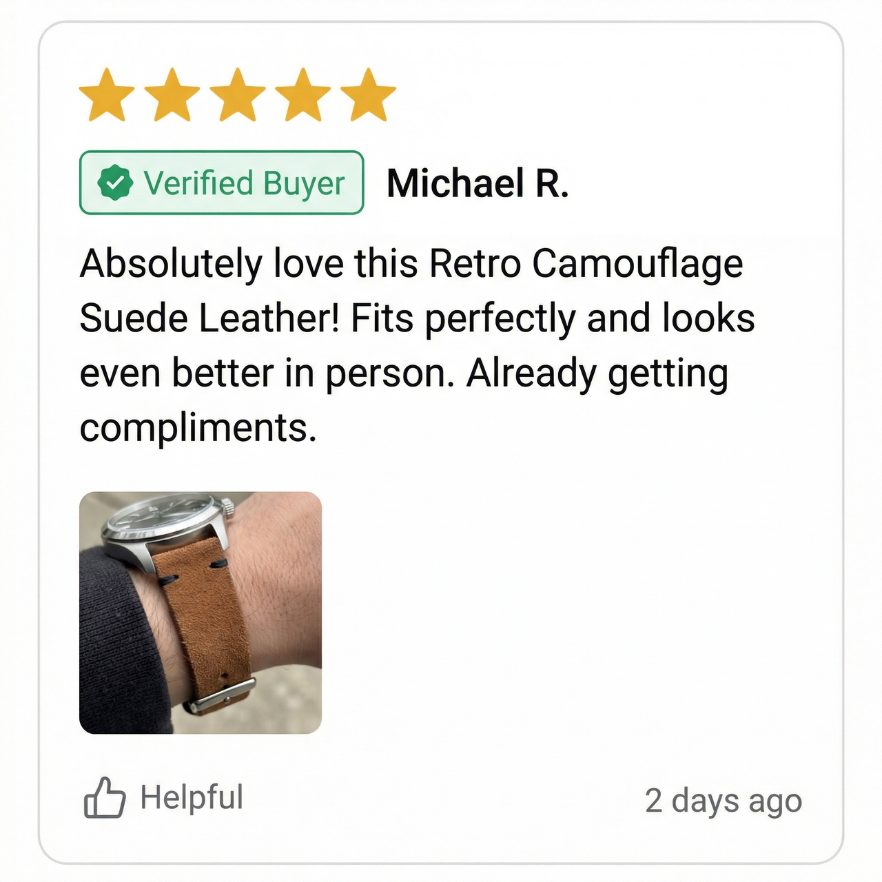 Retro Camouflage Suede Leather Quick-Release Watch Band - Review Screenshot