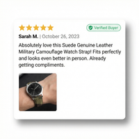 Thumbnail for Suede Genuine Leather Military Camouflage Watch Strap - Review Screenshot