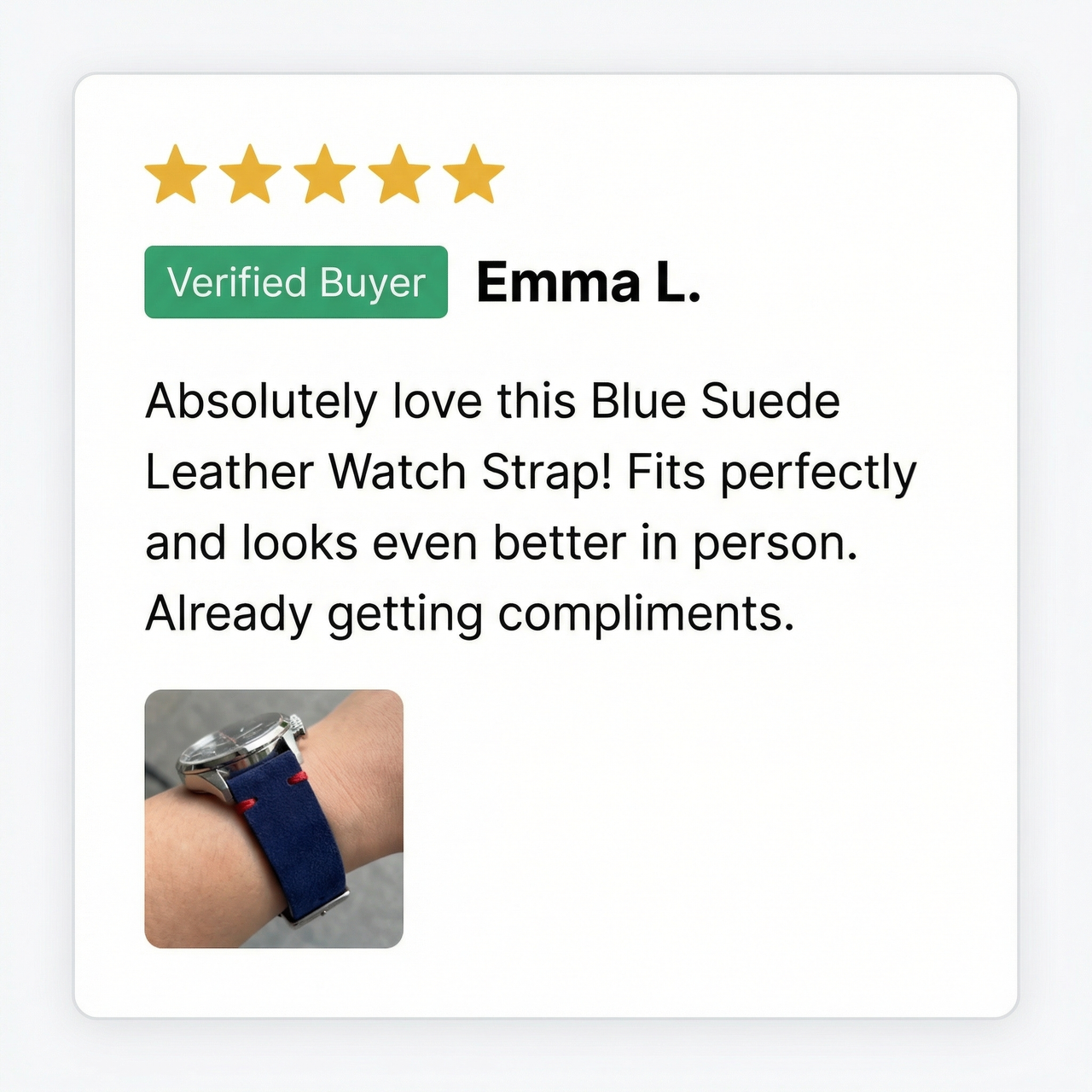 Blue Suede Leather Watch Strap with Quick Release - Review Screenshot
