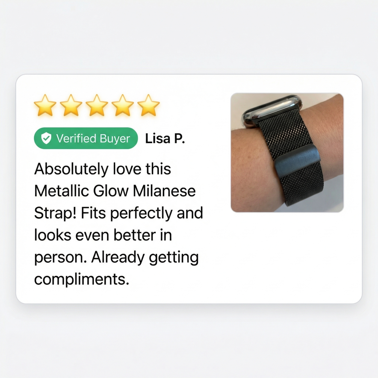 Metallic Glow Milanese Strap for Apple Watch - Review Screenshot