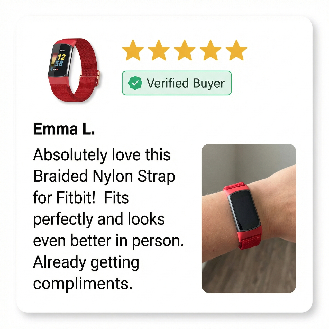 Braided Nylon Strap for Fitbit Charge 5 / 6 - Review Screenshot