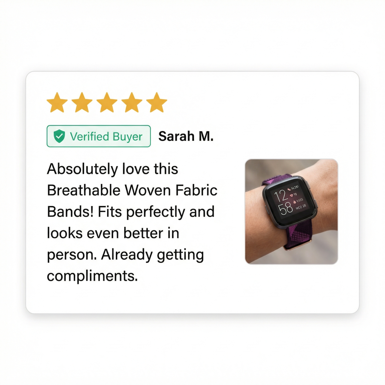 Breathable Woven Fabric Bands for  Fitbit Versa / Versa 2 / Versa Lite - Review Screenshot