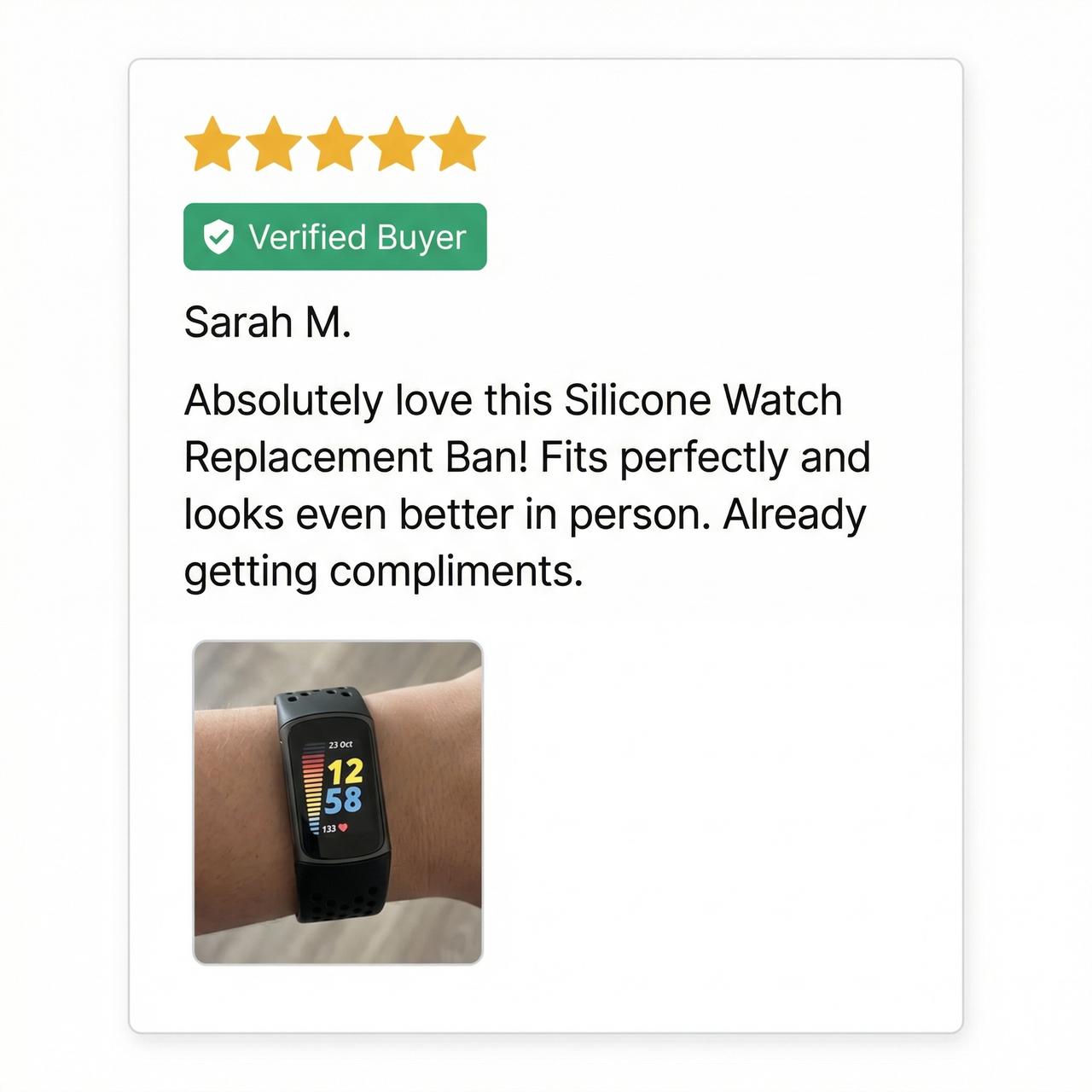 Silicone Watch Replacement Band for Fitbit Charge 5 / 6 - Review Screenshot