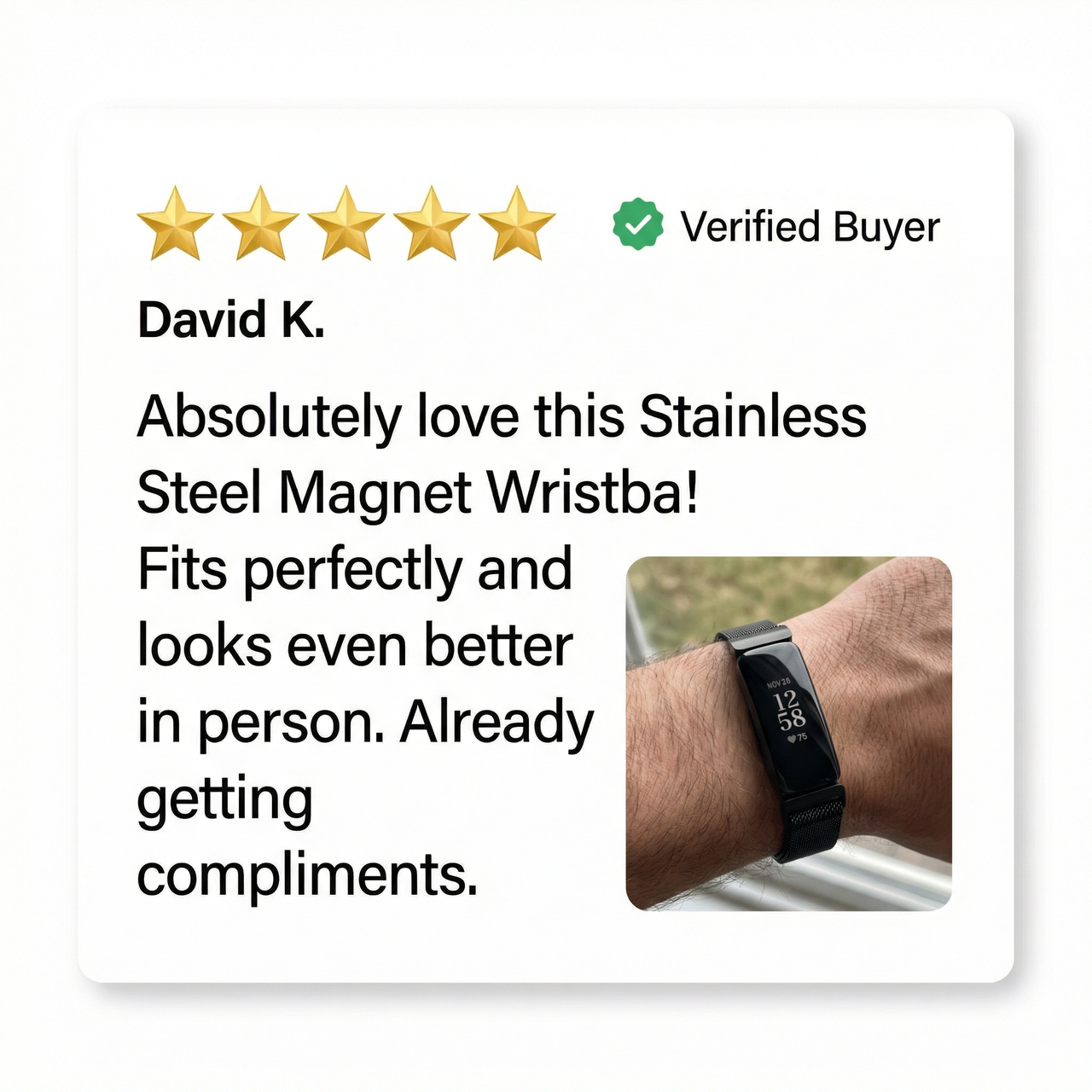 Stainless Steel Magnet Wristband for Fitbit Inspire 2 - Review Screenshot