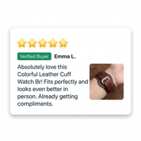 Thumbnail for Colorful Leather Cuff Watch Bracelet - Review Screenshot