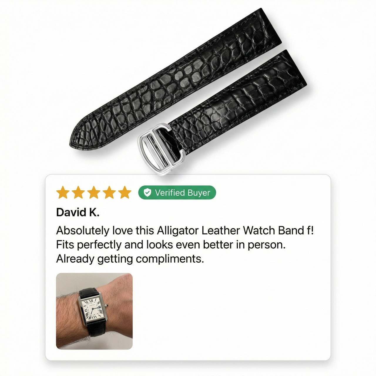 Alligator Leather Watch Band for Cartier - Review Screenshot
