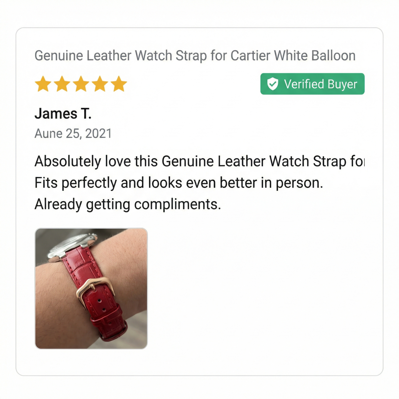Genuine Leather Watch Strap for Cartier White Balloon - Review Screenshot