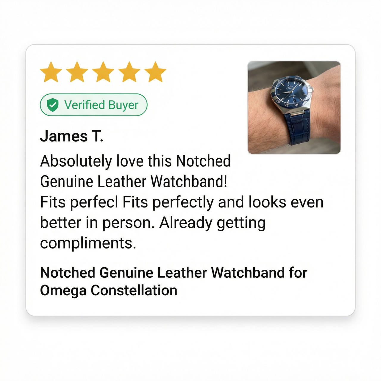 Notched Genuine Leather Watchband for Omega Constellation - Review Screenshot