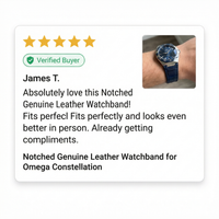 Thumbnail for Notched Genuine Leather Watchband for Omega Constellation - Review Screenshot