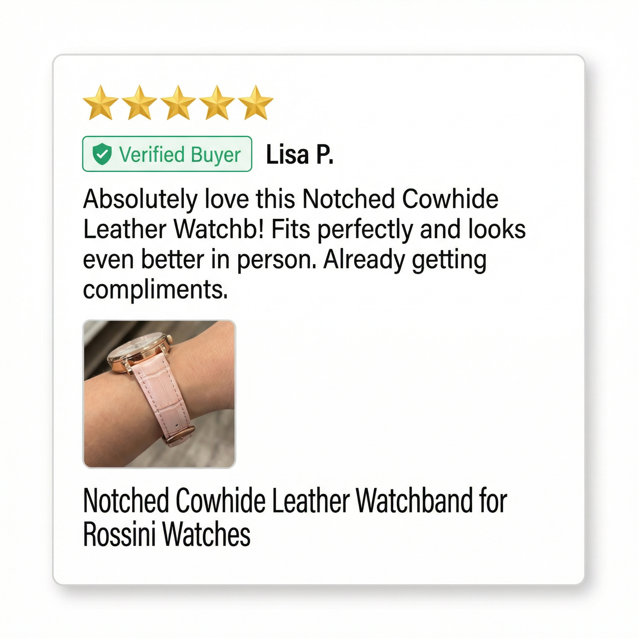 Notched Cowhide Leather Watchband for Rossini Watches - Review Screenshot