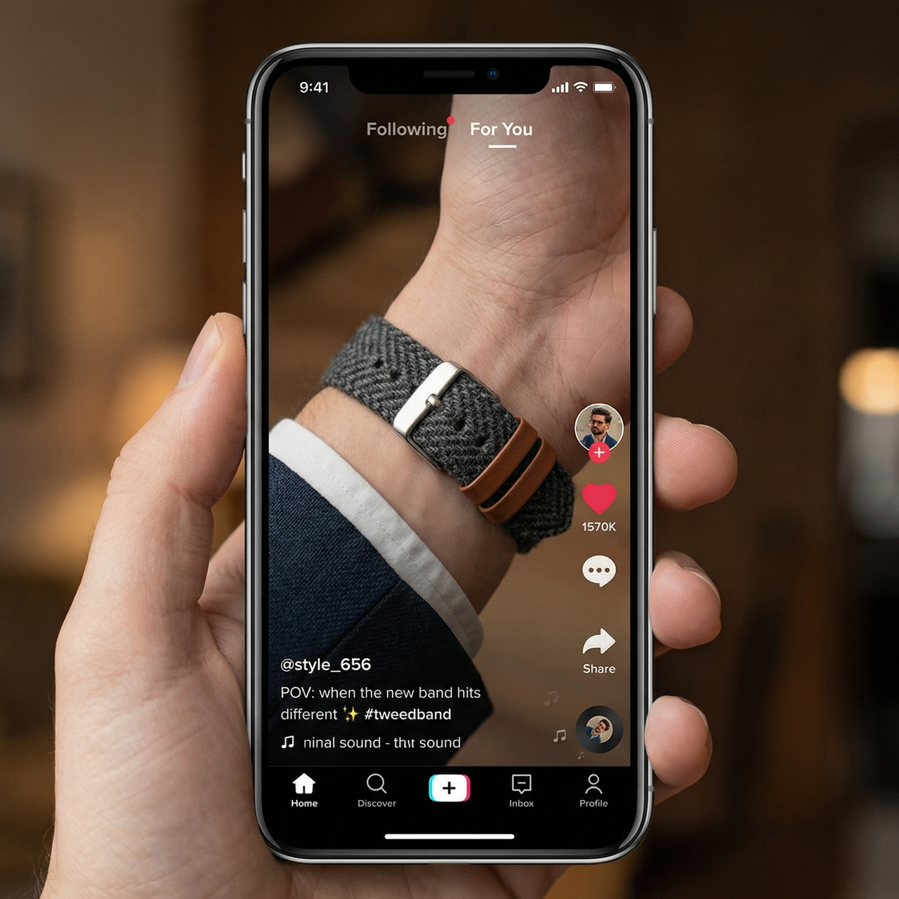 Tweed Leather Watchband with Quick Release - Tiktok Video
