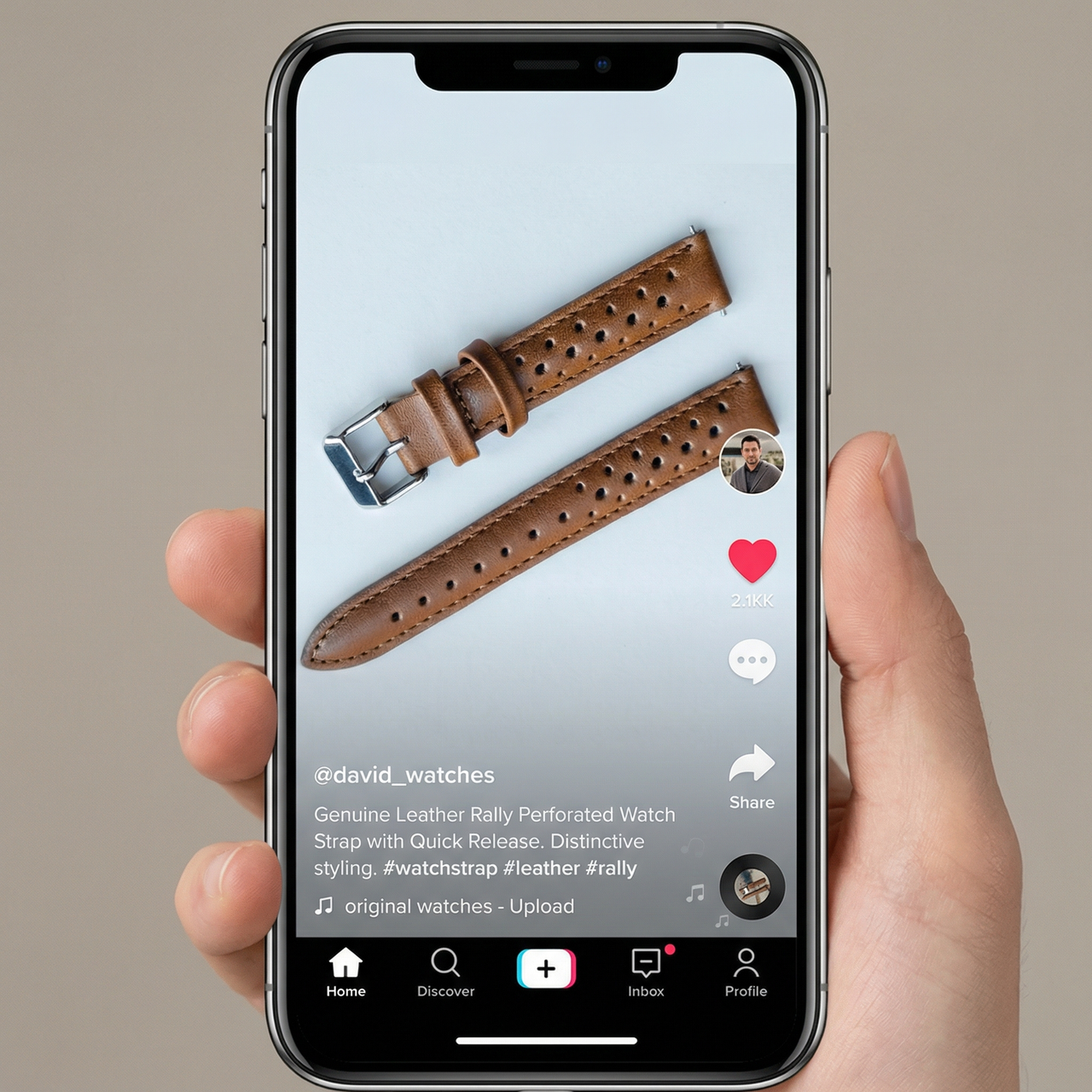 Genuine Leather Rally Perforated Watch Strap with Quick Release - TikTok Video