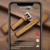 Thumbnail for Classic Faded Vintage Genuine Leather Watchband - TikTok Video