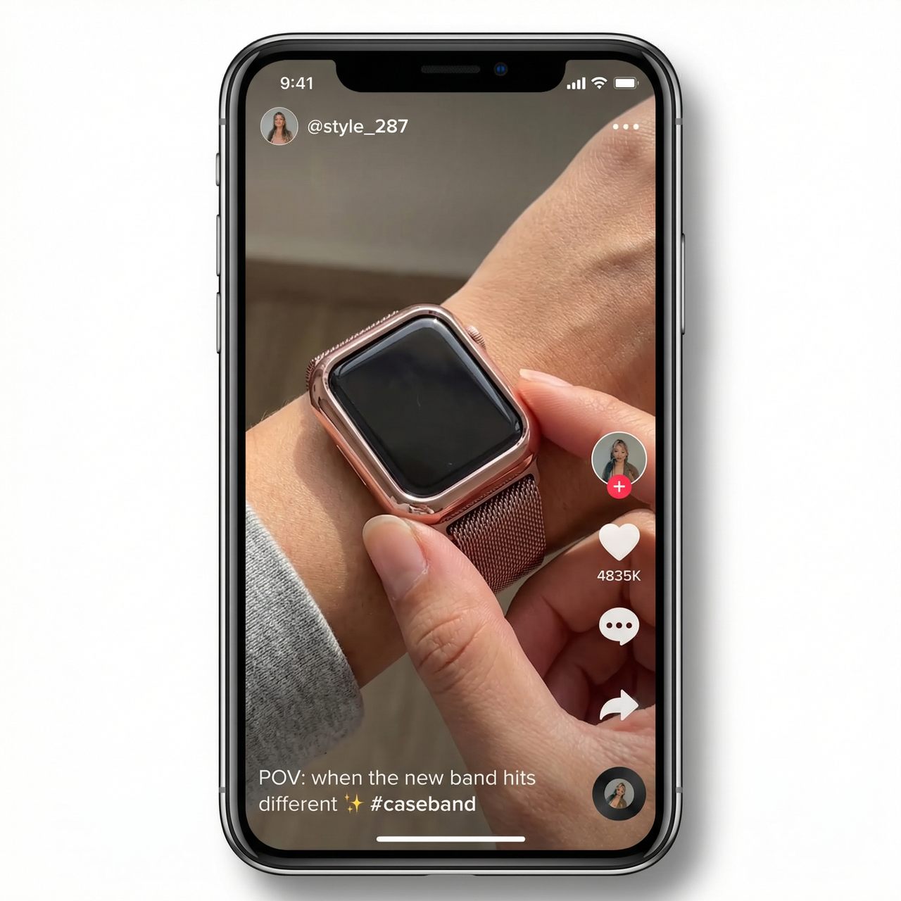 Case and Milanese Loop Strap for Apple Watch - Tiktok Video