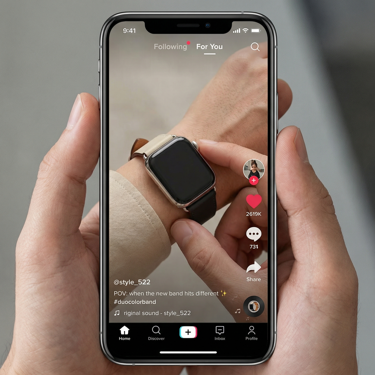 Duo-Color Leather Strap for Apple Watch - Tiktok Video