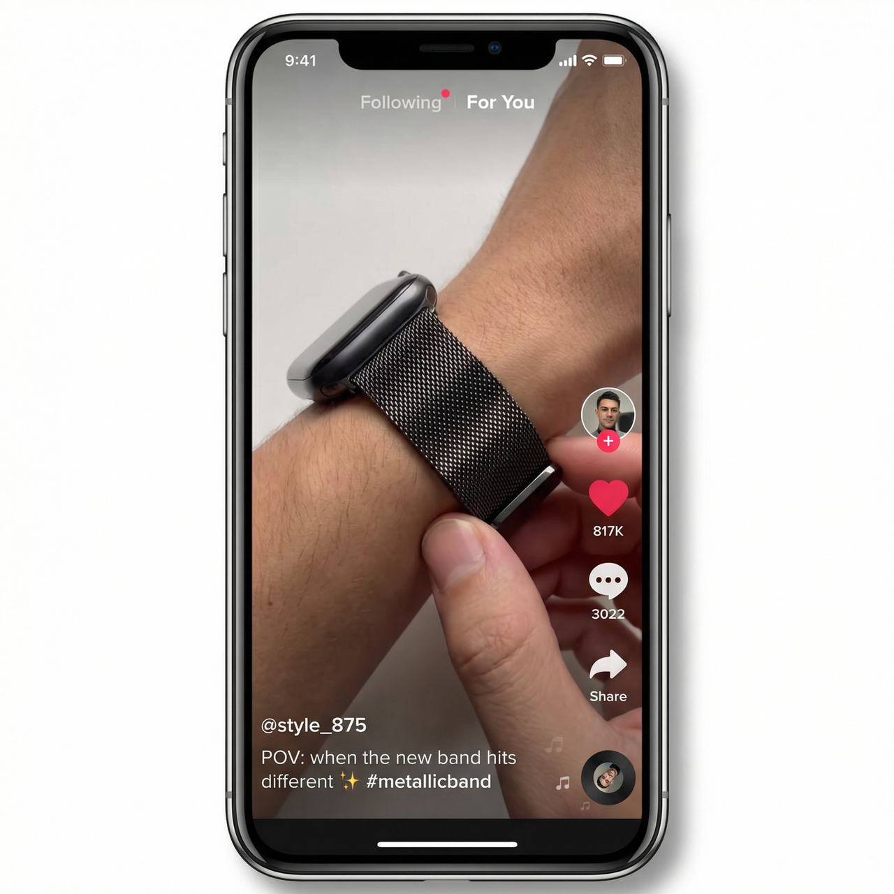 Metallic Glow Milanese Strap for Apple Watch - Tiktok Video
