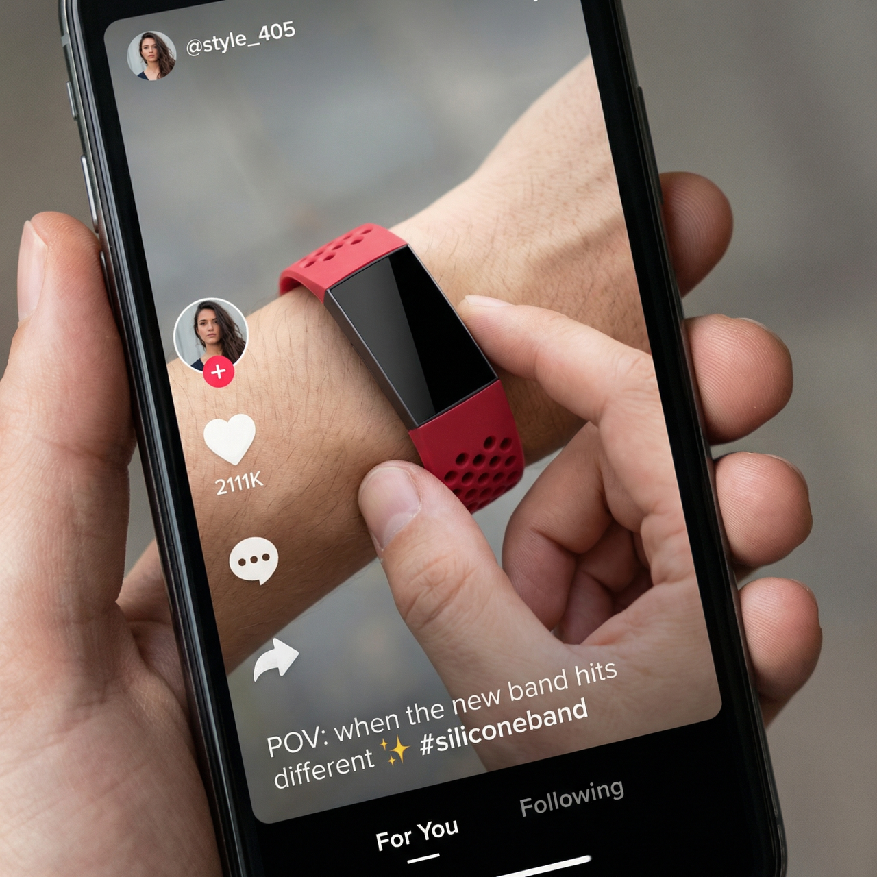 Silicone Racing Strap for Fitbit Charge 3 / 4 - Tiktok Video