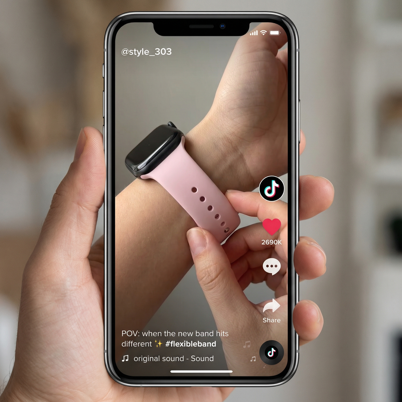 Flexible Silicone Sport Band for Apple Watch - Tiktok Video