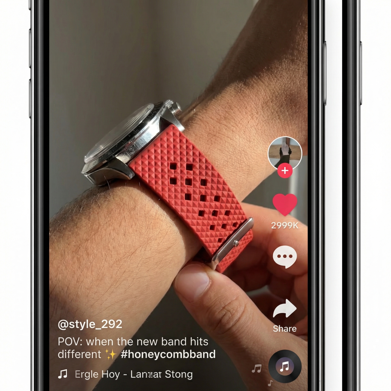 Honeycomb Rubber Breathable Watch Strap With Quick Release - Tiktok Video